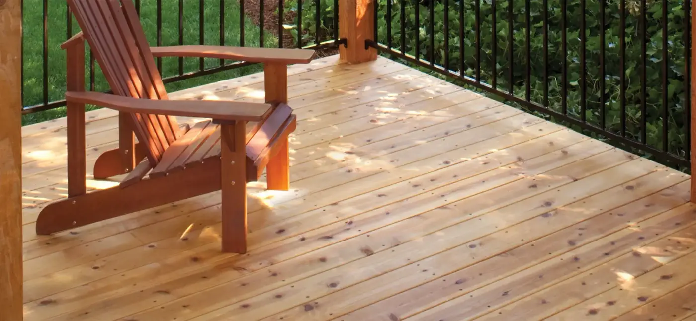 Natural cedar deck boards with warm grain