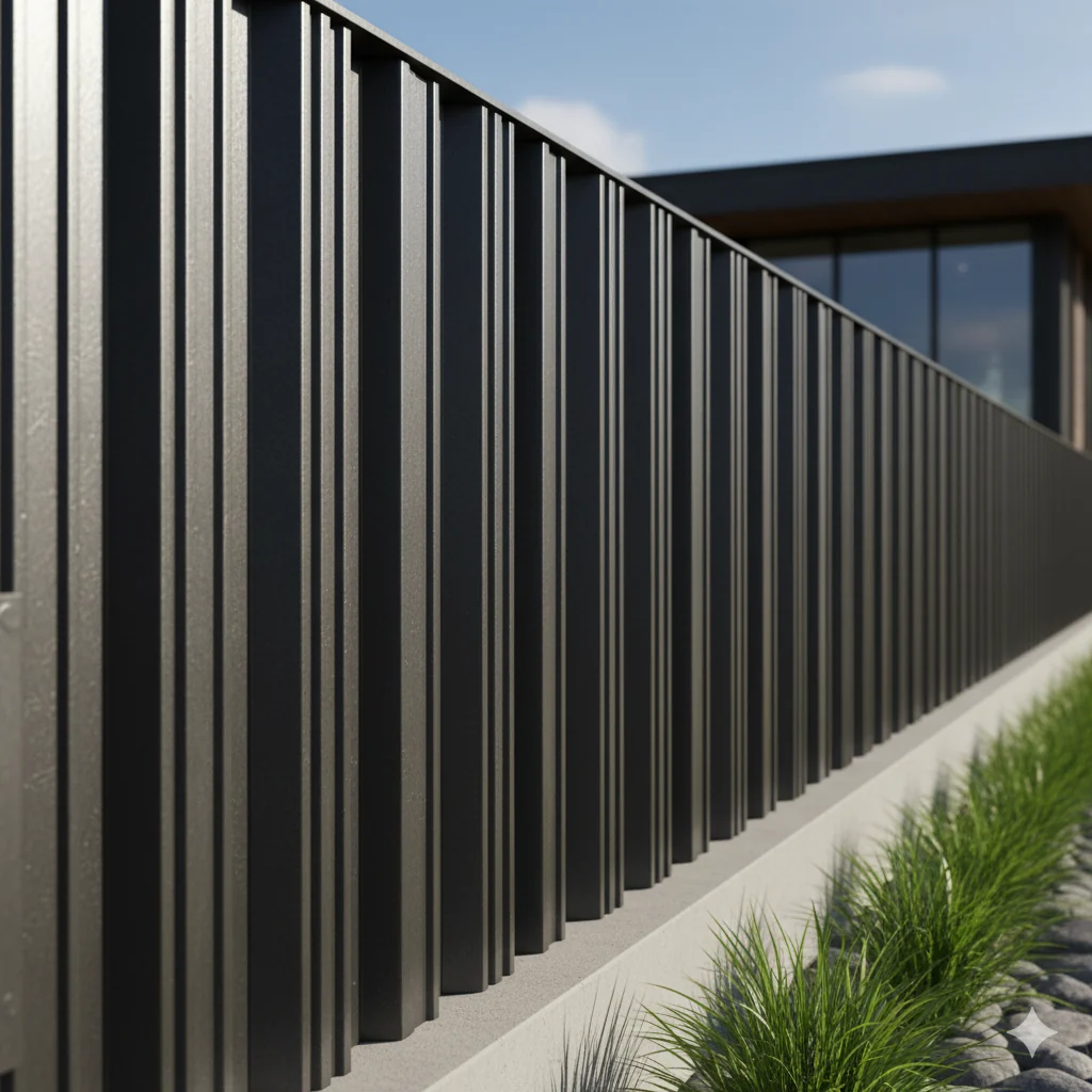 Black aluminum fence panels on a Redmond property